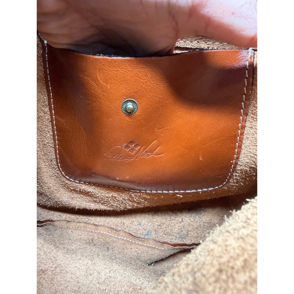 Patricia Nash Tan Leather Tooled Floral Crossbody Bag Whipstitch Messenger Boho - Picture 8 of 10